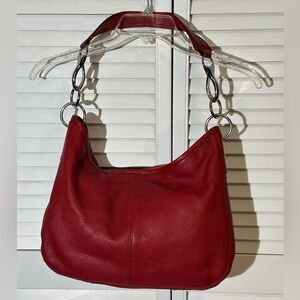 Calvin Klein Red Pebble Leather Hobo